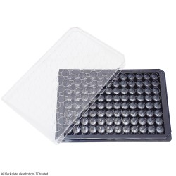 96 Well, Black Plate + Lid, Clear Bottom, TC Treated, Electron Beam Sterilization - pack of 100